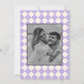 Retro Minimal geruit patroon Paarse bruiloft Save The Date (Achterkant)