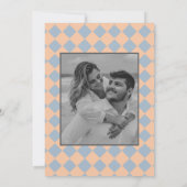 Retro Minimal geruit patroon perzik bruiloft Save The Date (Achterkant)