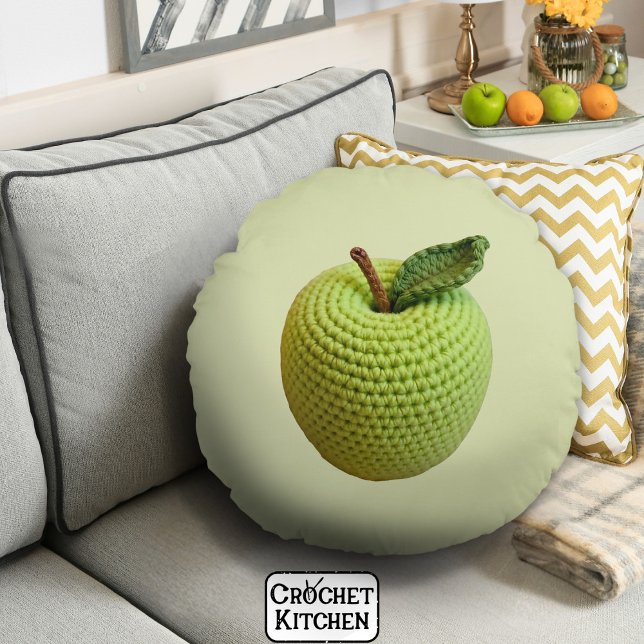 Retro Minimal Handgemaakte Craft Green Haakappel Rond Kussen (Creator heeft geüpload)
