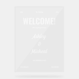 Retro Minimal Script Lettering Wedding Welkom Acryl Bord