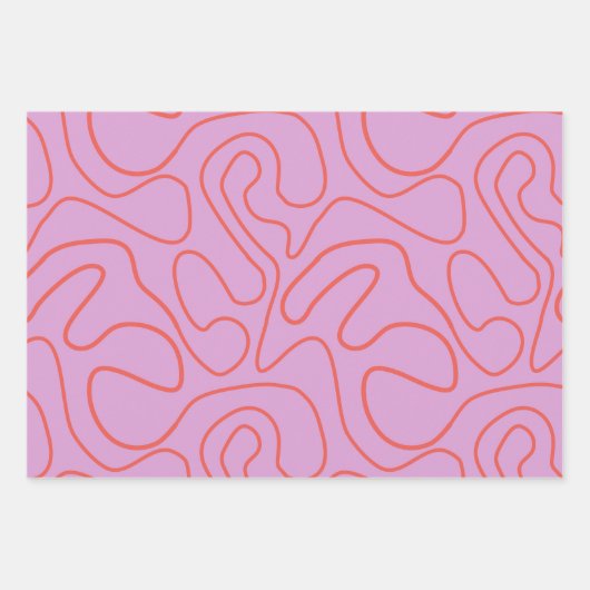 Retro minimale Abstracte lijnen in Sinaasappel en  Inpakpapier Vel (Voorkant 3)