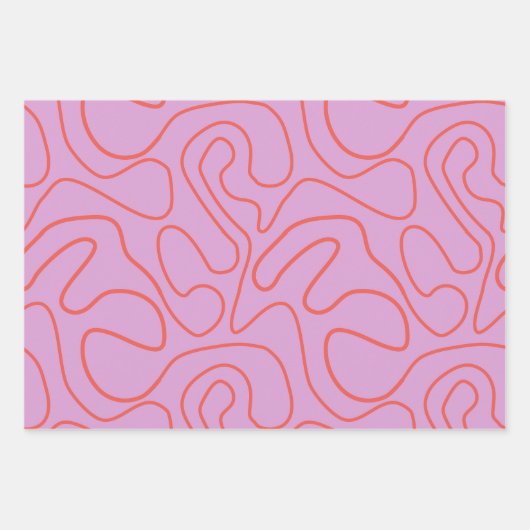 Retro minimale Abstracte lijnen in Sinaasappel en  Inpakpapier Vel (Voorkant)