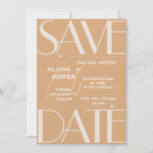 Retro Minimale geruit patroon Beige bruiloft Save The Date (Voorkant)