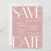 Retro Minimale geruit patroon Roze bruiloft Save The Date (Voorkant)