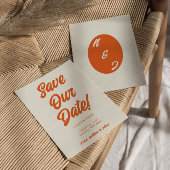 Retro minimale heldere funky vet moderne bruiloft save the date