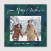 Retro Minimale Kerst Plaid FOTO Magnetische Kaart (Voorkant)