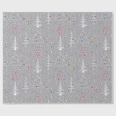 Retro Minimale kerstbomen grijs kerstmis Cadeaupapier (Vlak)