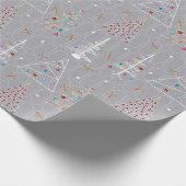 Retro Minimale kerstbomen grijs kerstmis Cadeaupapier (Hoek)