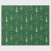 Retro Minimale kerstbomen Groene Kerstmis Cadeaupapier (Vlak)