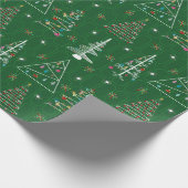 Retro Minimale kerstbomen Groene Kerstmis Cadeaupapier (Hoek)