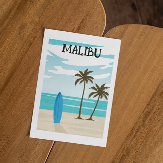 Retro Minimale Malibu California Beach Reizen Briefkaart