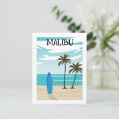 Retro Minimale Malibu California Beach Reizen Briefkaart (Staand voorkant)