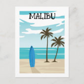 Retro Minimale Malibu California Beach Reizen Briefkaart (Voorkant)