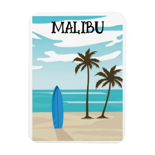 Retro Minimale Malibu California Beach Reizen Magneet