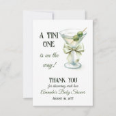 Retro Minimalist A Tini One Martini Baby Shower Bedankkaart (Voorkant)