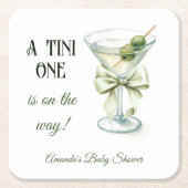 Retro Minimalist A Tini One Martini Baby Shower Kartonnen Onderzetters (Voorkant)