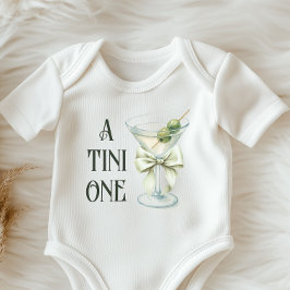 Retro Minimalist A Tini One Martini Baby Shower Romper