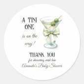 Retro Minimalist A Tini One Martini Baby Shower Ronde Sticker (Voorkant)