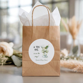 Retro Minimalist A Tini One Martini Baby Shower Ronde Sticker