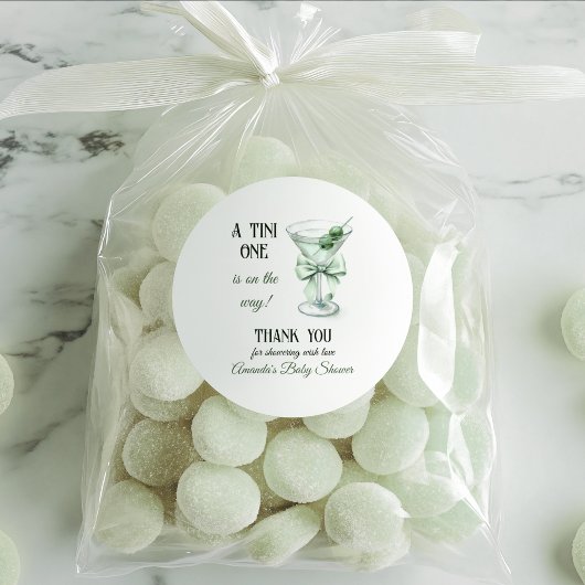 Retro Minimalist A Tini One Martini Baby Shower Ronde Sticker