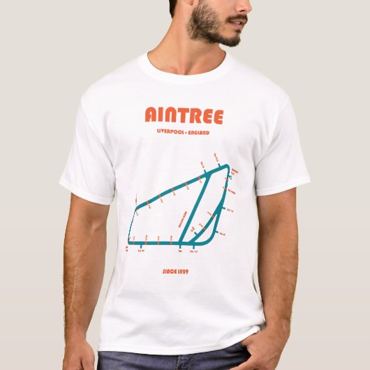 Retro Minimalist Aintree Racecourse Line Art Print T-shirt (Voorkant)