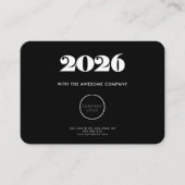 Retro minimalist Black Calendar 2025 zakelijk Visitekaartje (Voorkant)
