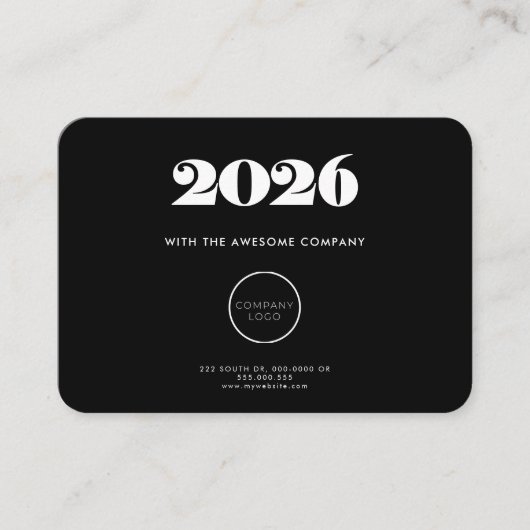 Retro minimalist Black Calendar 2025 zakelijk Visitekaartje (Voorkant)