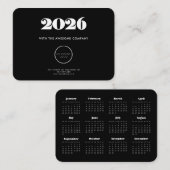 Retro minimalist Black Calendar 2025 zakelijk Visitekaartje (Voorkant / Achterkant)