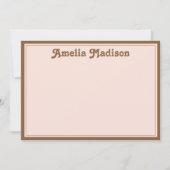 Retro Minimalist Blush Pink Brown Notitiekaartje (Voorkant)