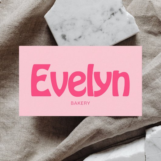 Retro Minimalist Bold Pink Visitekaartje