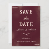Retro Minimalist Burgundy & Ivory Classic Wedding Save The Date (Voorkant)
