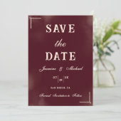 Retro Minimalist Burgundy & Ivory Classic Wedding Save The Date (Staand voorkant)