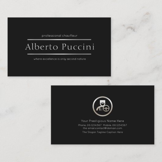 Retro minimalist Elegant Silver Lines Chauffeur Visitekaartje (Voorkant / Achterkant)
