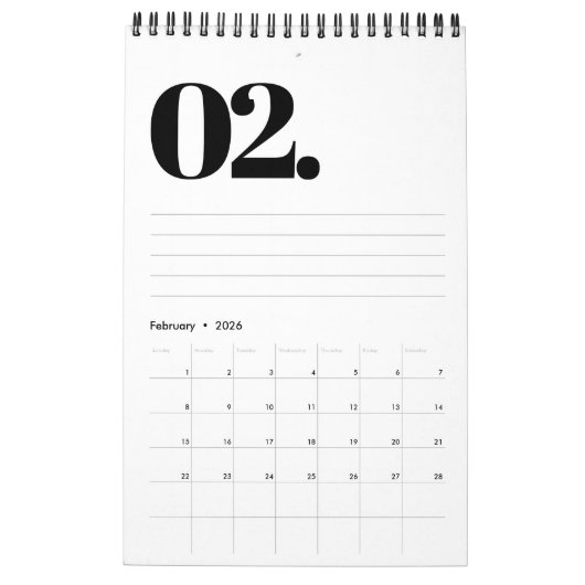 Retro Minimalist Geen Foto Zwart-Wit 2026 Kalender (Feb 2026)