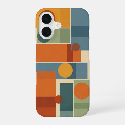 Retro Minimalist Geometric Layering iPhone 16 Hoesje (Achterkant)