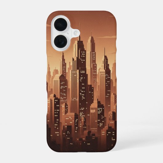 Retro Minimalist Geometric Skyline iPhone 16 Hoesje (Achterkant)