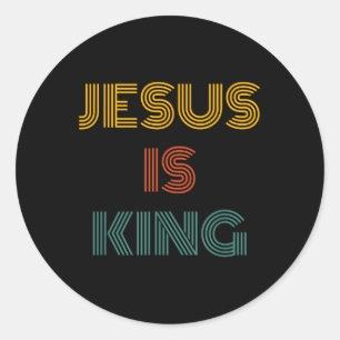 Retro minimalist Jesus is Christelijk trouwe konin Ronde Sticker