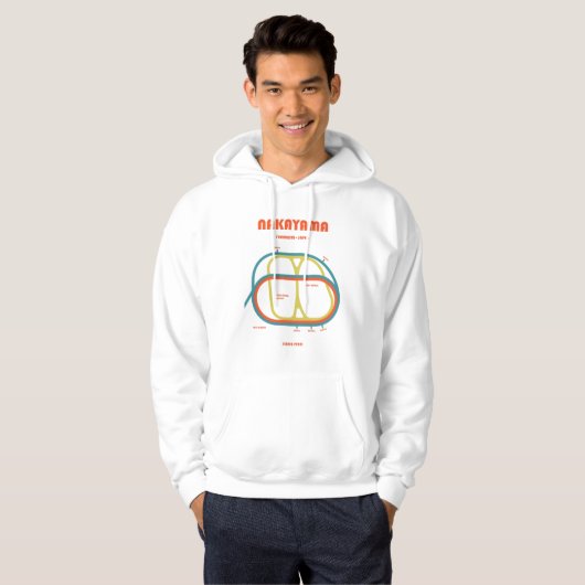 Retro Minimalist Nakayama Racecourse Line Art Prin Hoodie (Voorkant volledig)