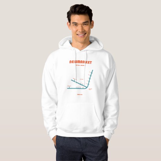 Retro Minimalist Newmarket Racecourse Line Art Pri Hoodie (Voorkant volledig)