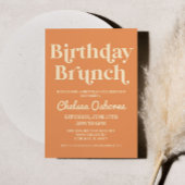 Retro Minimalist Oranje Birthday Brunch Party Kaart