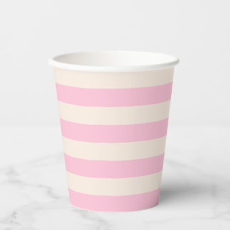 Retro Minimalist Pastel Pink Striped Papieren Bekers