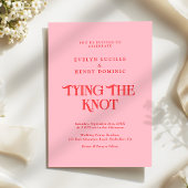 Retro Minimalist Pink and Red Modern Wedding Kaart
