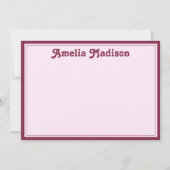 Retro Minimalist Pink Notitiekaartje (Voorkant)