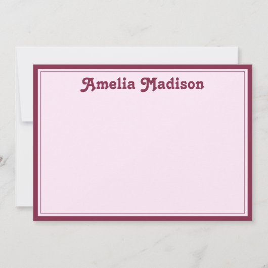 Retro Minimalist Pink Notitiekaartje (Voorkant)