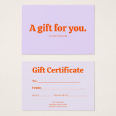 Retro Minimalist Purple Orange Certificate Visitekaartje (Voorkant /achterkant)