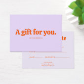 Retro Minimalist Purple Orange Certificate Visitekaartje (Bureau)