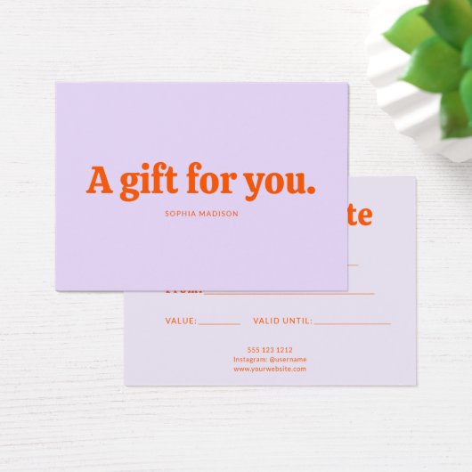 Retro Minimalist Purple Orange Certificate Visitekaartje (Bureau)