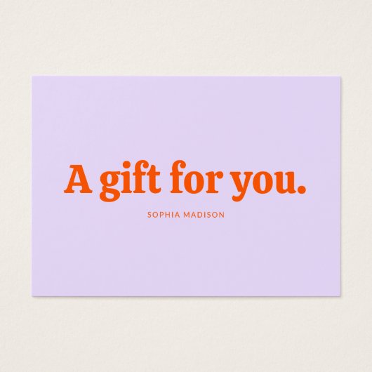 Retro Minimalist Purple Orange Certificate Visitekaartje (Voorkant)