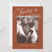 Retro Minimalist Red New Years Photo Feestdagenkaart (Voorkant)