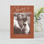 Retro Minimalist Red New Years Photo Feestdagenkaart (Staand voorkant)